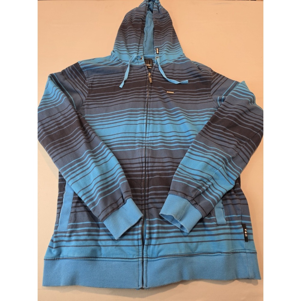 Vintage Y2k Ripcurl Mens Full Zip Striped Sweatshirt XL Striped Blue Surfing